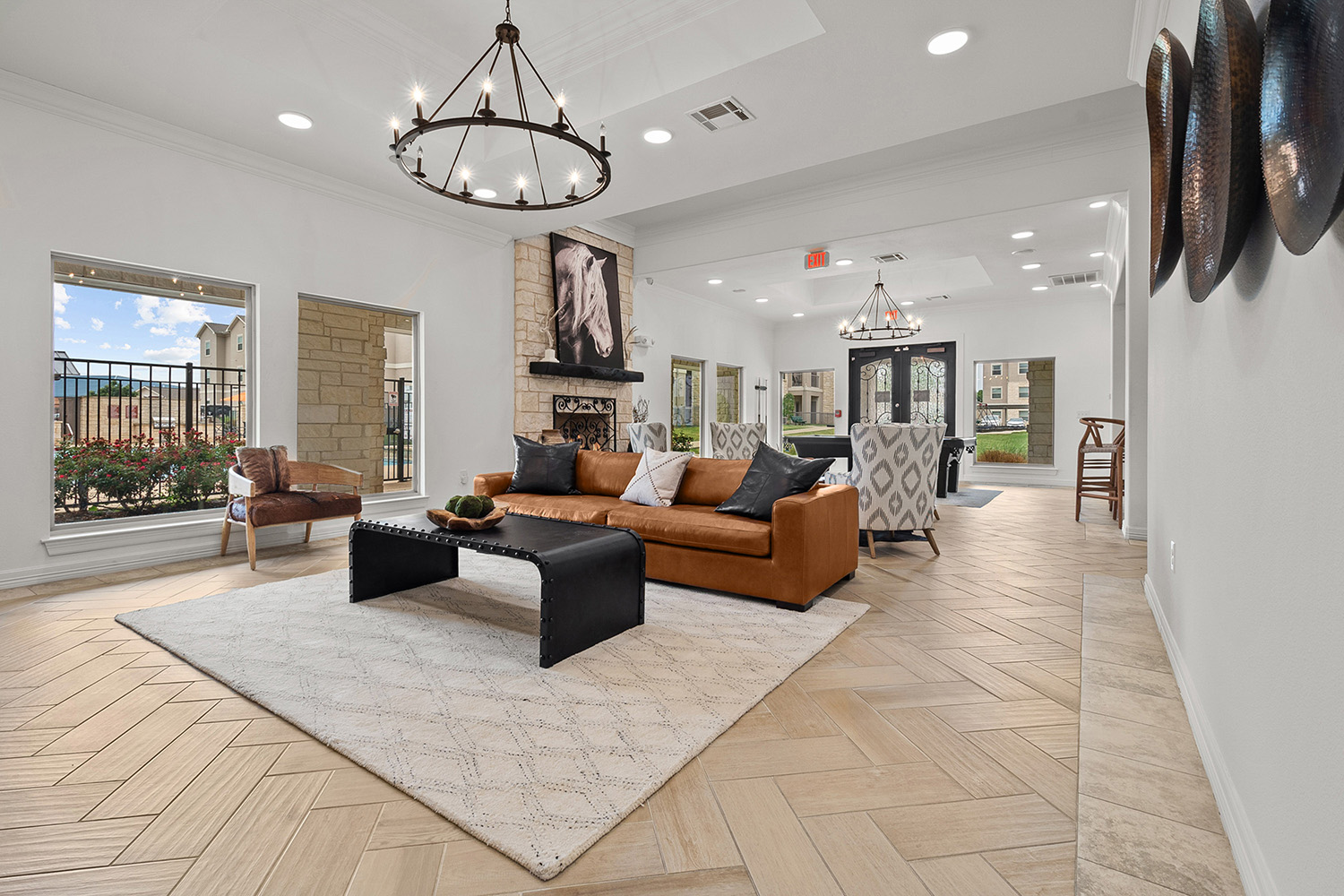 Apartment lounge area with modern furniture